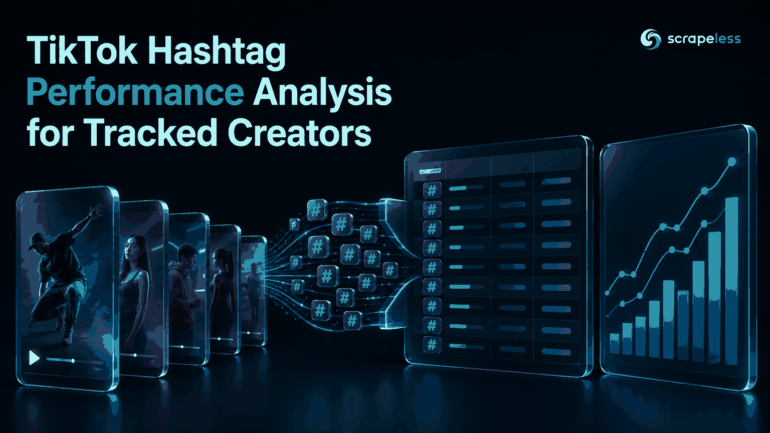 TikTok hashtag performance analysis dashboard for tracked creator posts